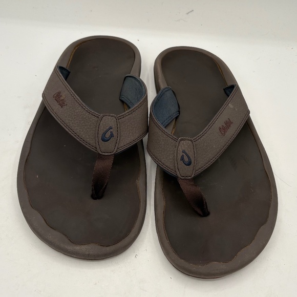 Olukai 'Ohana Makai Flip Flop Thong Slide Beach Sandal Dark Wood Mens Size 13 - Picture 1 of 6
